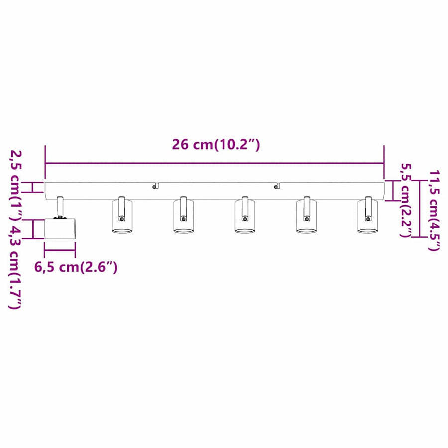 Plafondspot met schijnwerpers Wit 73 x 6,5 x 11,5 cm Metaal
