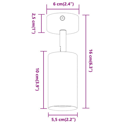 Plafondspot met schijnwerpers Wit 6 x 6 x 16 cm Metaal