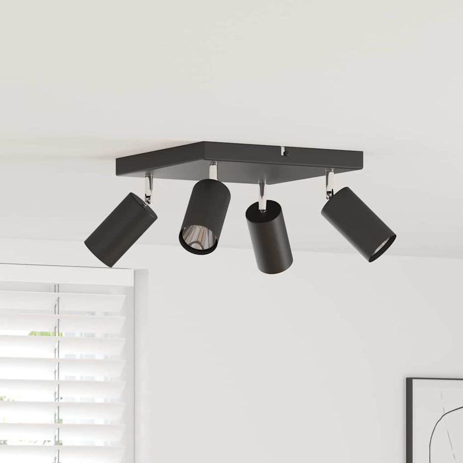 Plafondspot met schijnwerpers Zwart 26 x 26 x 16 cm Metaal