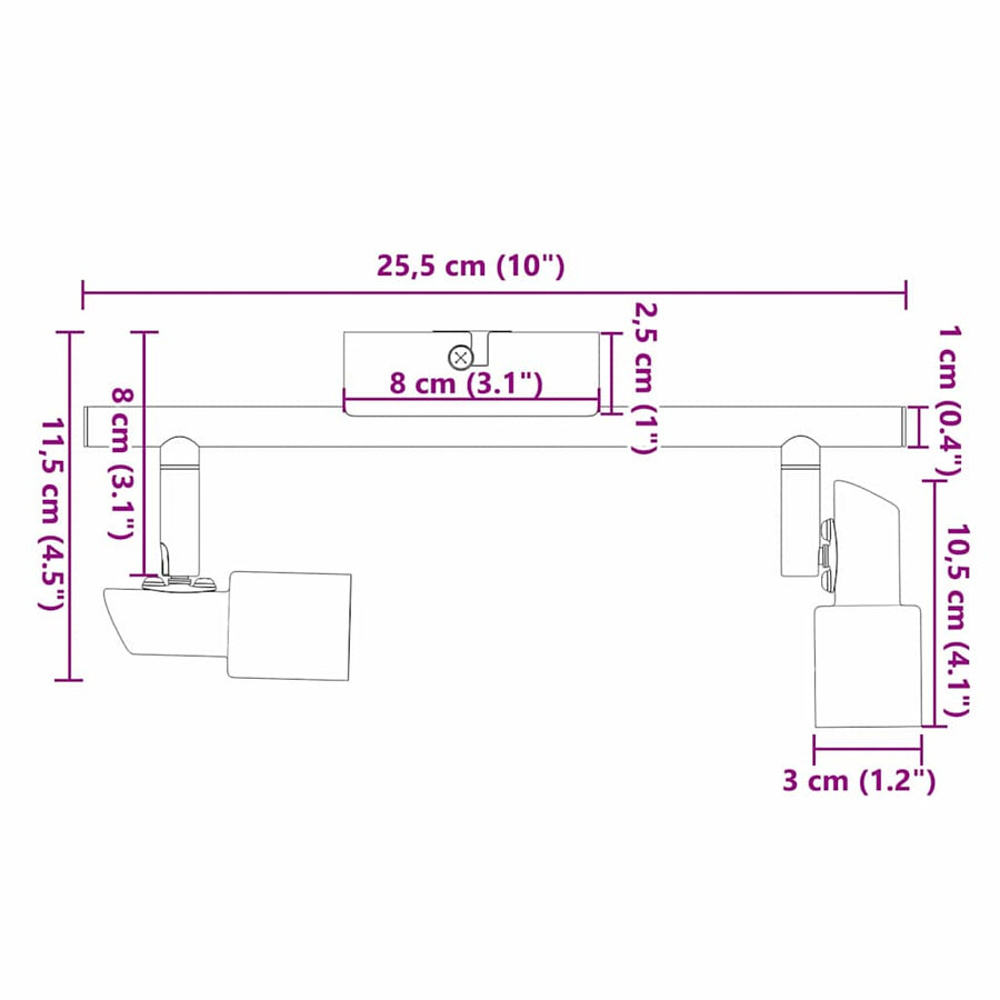 Plafondspot met schijnwerpers Nikkel 25,5 x 8 x 11 cm Staal