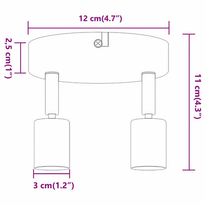 Plafondspot met schijnwerpers Nikkel 12 x 8 cm Staal