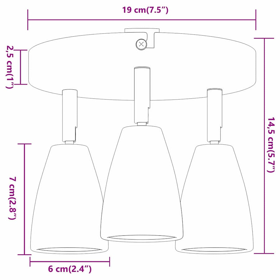 Plafondspot met schijnwerpers Wit 19 x 19 x 14,5 cm Metaal