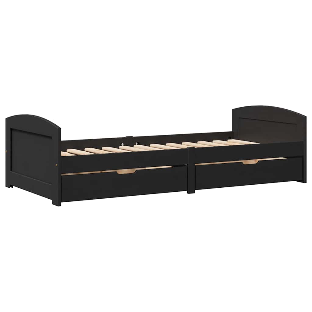 Slaapbank met 2 lades zonder matras IRUN 90x200 cm zwart