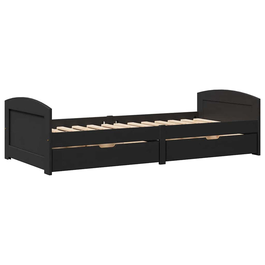 Slaapbank met 2 lades zonder matras IRUN 90x200 cm zwart