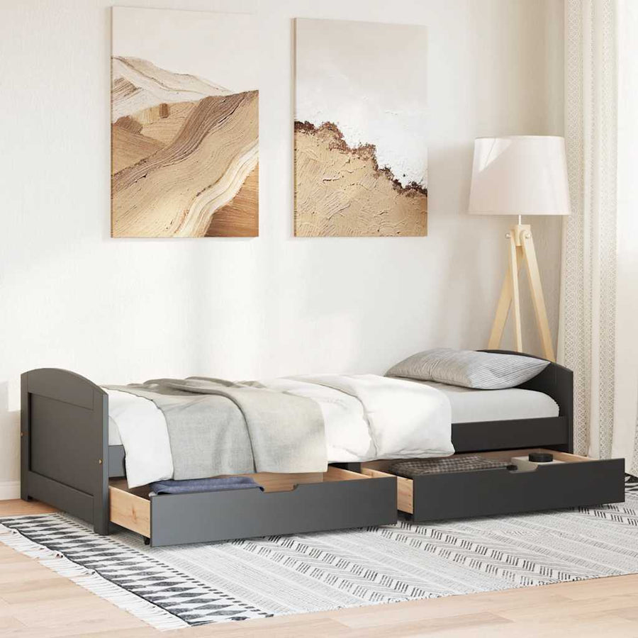 Slaapbank met 2 lades zonder matras IRUN 90x200 cm zwart