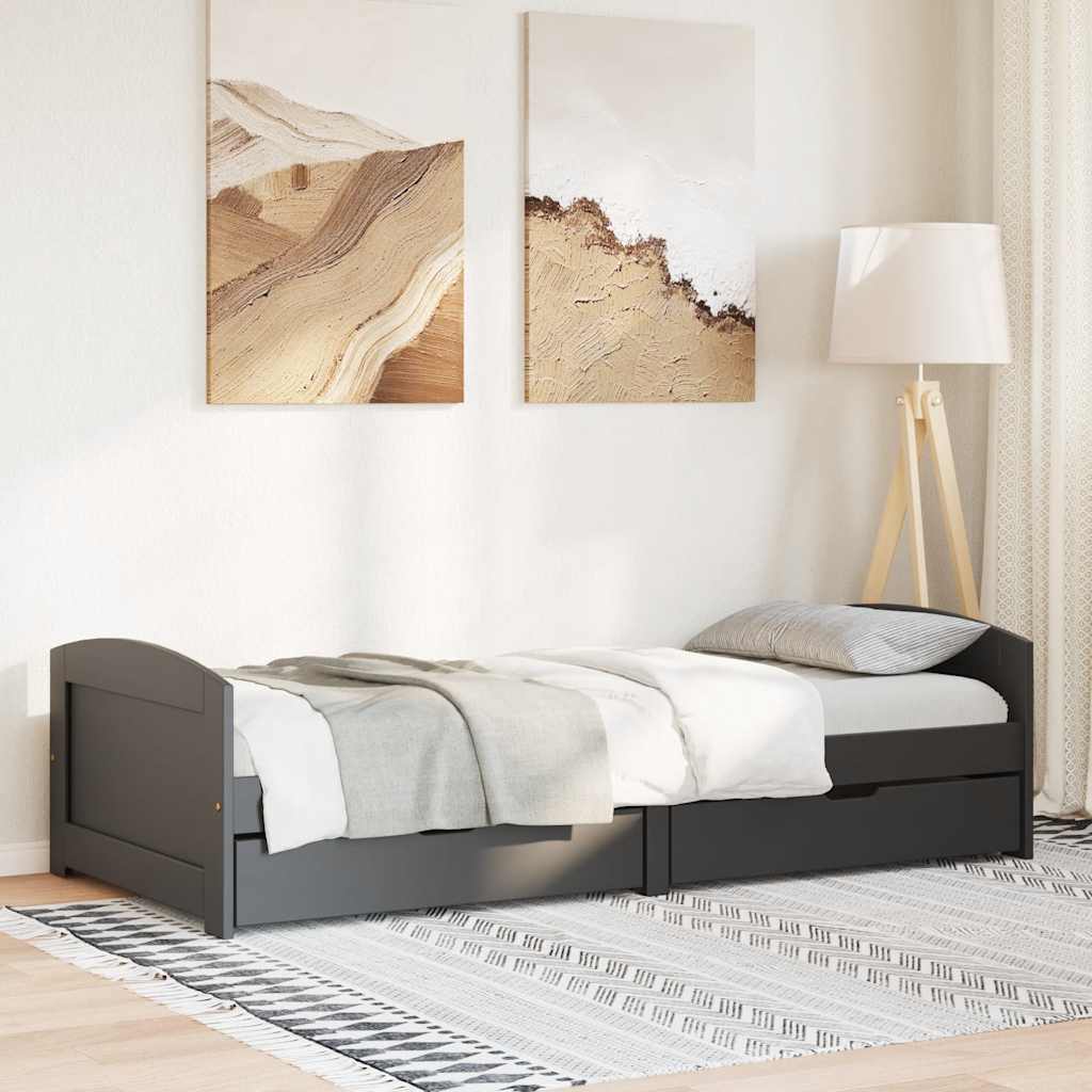 Slaapbank met 2 lades zonder matras IRUN 90x200 cm zwart