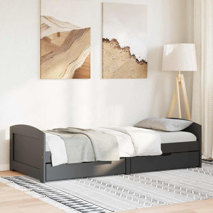 Slaapbank met 2 lades zonder matras IRUN 90x200 cm zwart