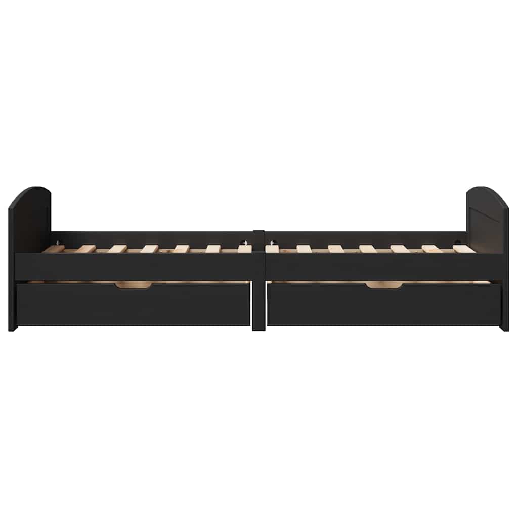 Slaapbank met 2 lades zonder matras IRUN 90x200 cm zwart