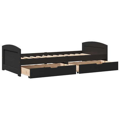 Slaapbank met 2 lades zonder matras IRUN 90x200 cm zwart