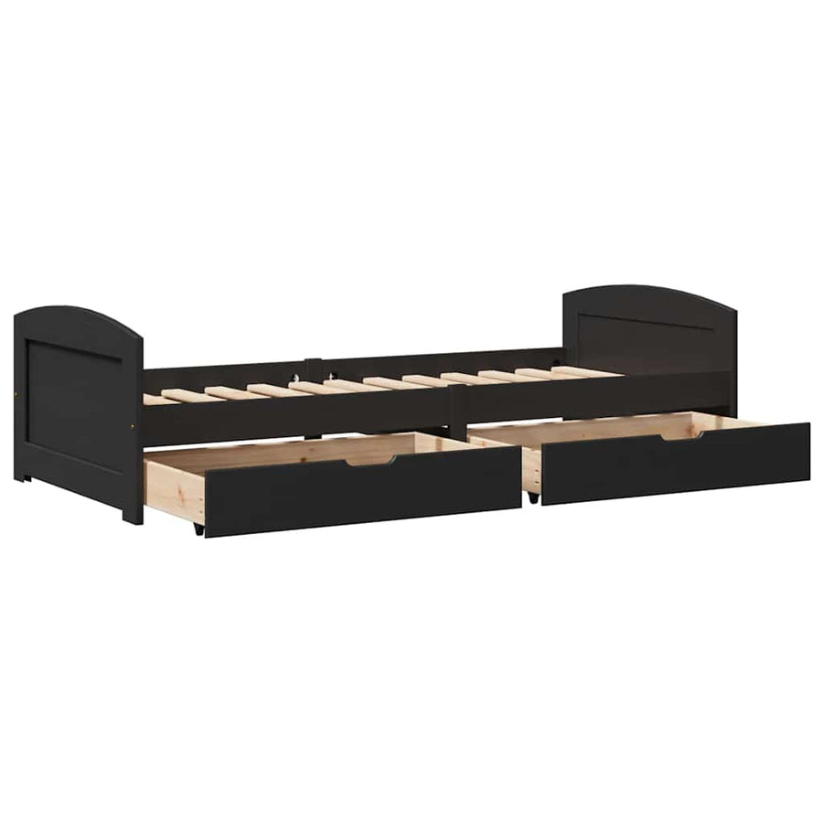 Slaapbank met 2 lades zonder matras IRUN 90x200 cm zwart