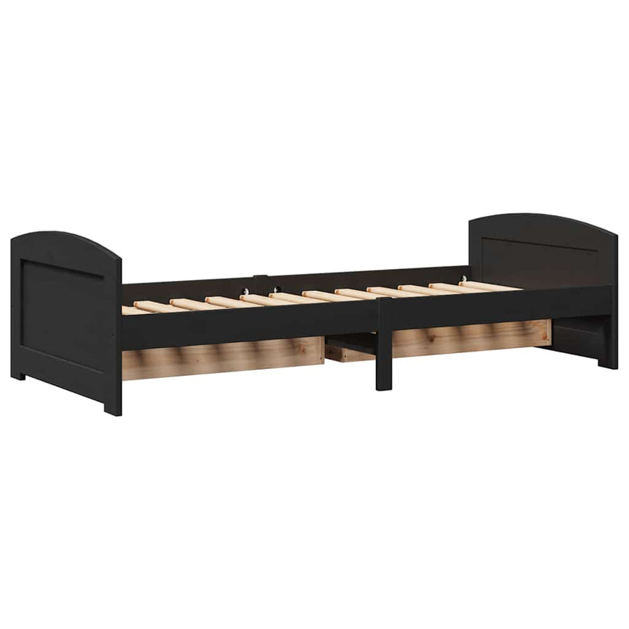 Slaapbank met 2 lades zonder matras IRUN 90x200 cm zwart