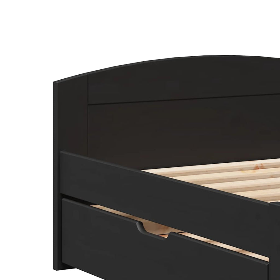 Slaapbank met 2 lades zonder matras IRUN 90x200 cm zwart