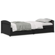 Slaapbank 90x200 cm massief grenenhout zwart met 2 lades