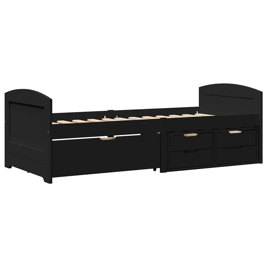 Slaapbank met 5 lades zonder matras IRUN 90x200 cm zwart