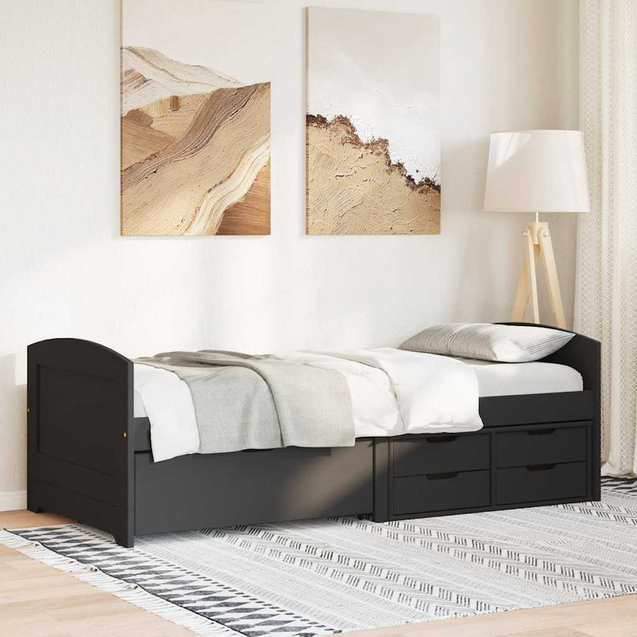 Slaapbank met 5 lades zonder matras IRUN 90x200 cm zwart