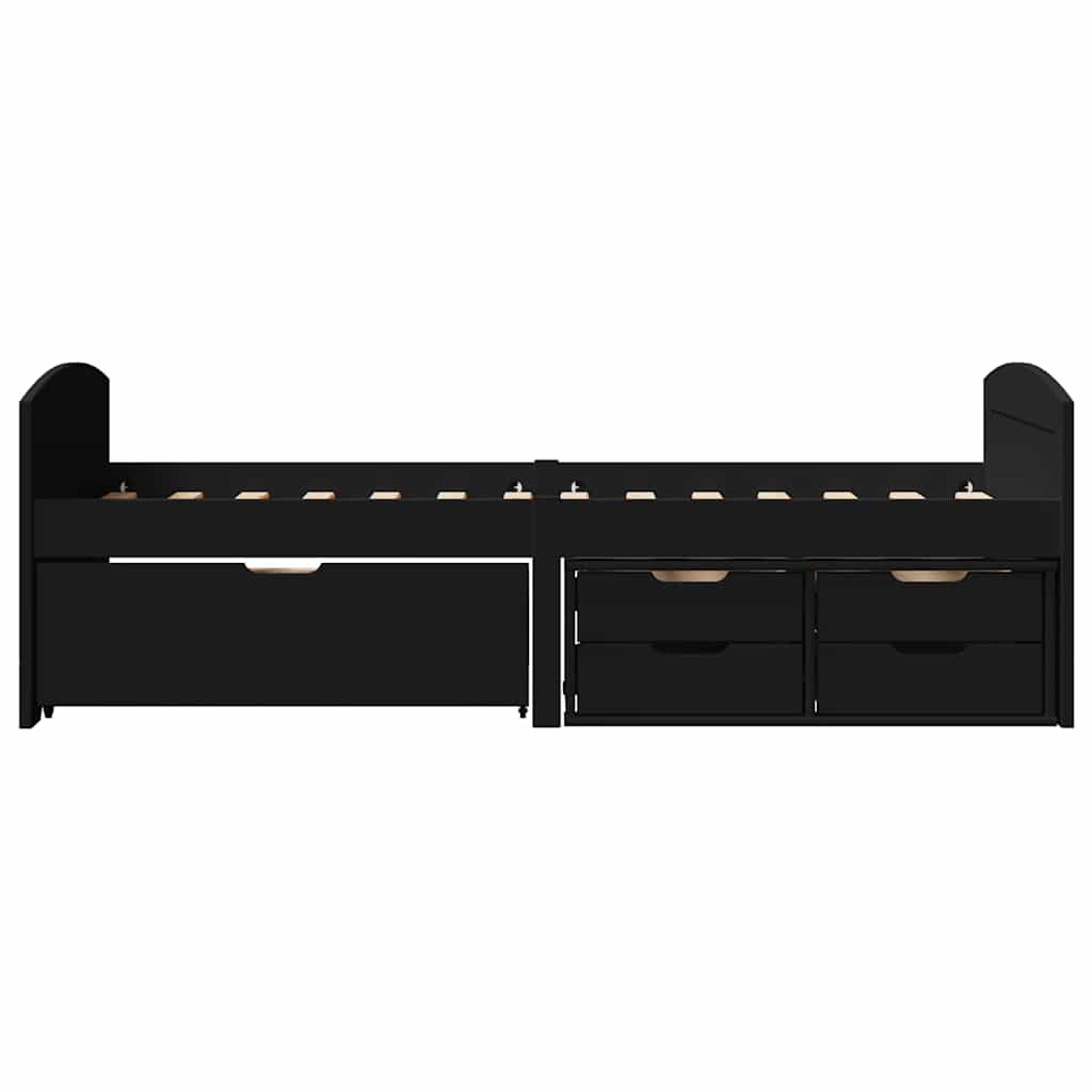 Slaapbank met 5 lades zonder matras IRUN 90x200 cm zwart