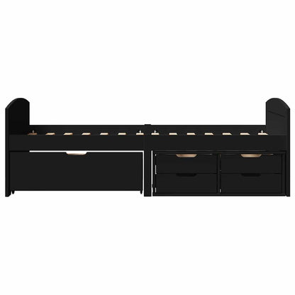 Slaapbank met 5 lades zonder matras IRUN 90x200 cm zwart