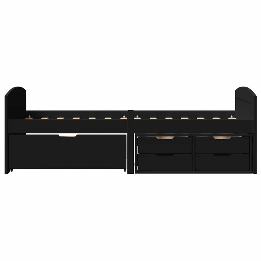 Slaapbank met 5 lades zonder matras IRUN 90x200 cm zwart