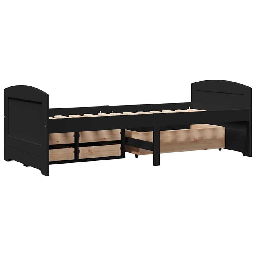 Slaapbank met 5 lades zonder matras IRUN 90x200 cm zwart