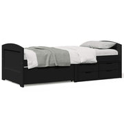 Slaapbank 90x200 cm grenenhout zwart met 5 lades