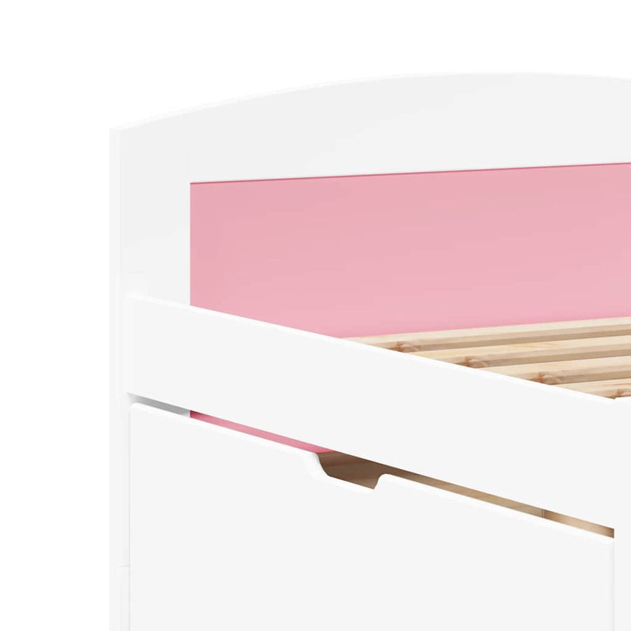 Slaapbank met 5 lades zonder matras IRUN 90x200 cm wit en roze