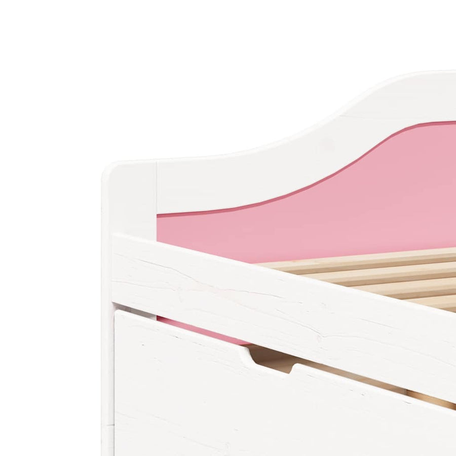 Slaapbank met 3 lades zonder matras IRUN 90x200 cm wit en roze