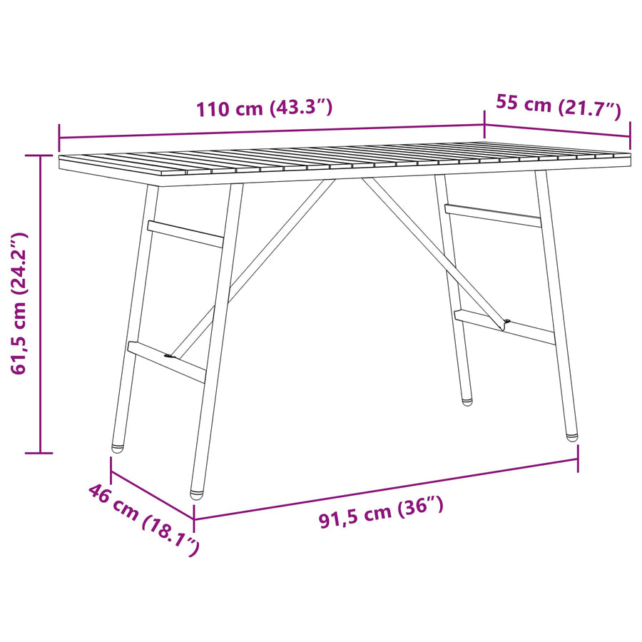 Eettafel Bruin 110 x 55 x 61,5 cm Massief Acaciahout