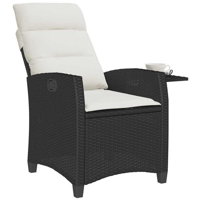 Verstelbare Tuinstoel Met Bijzettafel Poly Rattan 1 Zwart en crème