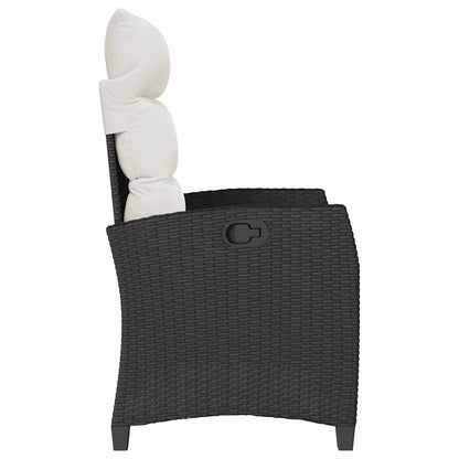 Verstelbare Tuinstoel Met Bijzettafel Poly Rattan 1 Zwart en crème