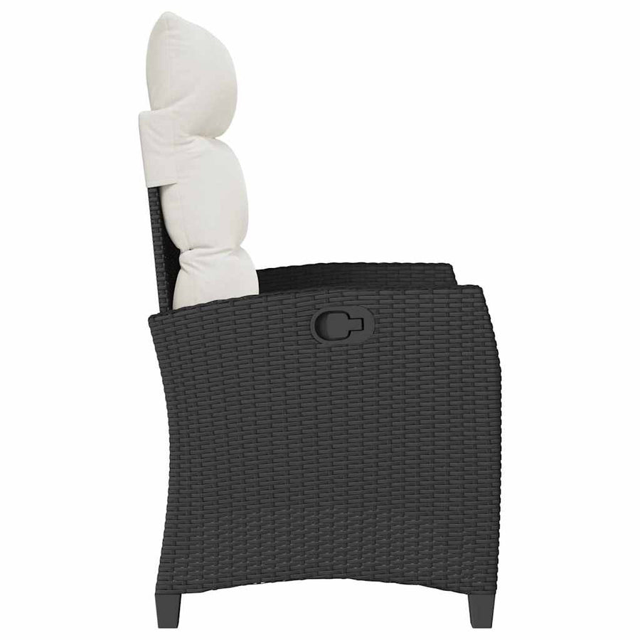 Verstelbare Tuinstoel Met Bijzettafel Poly Rattan 1 Zwart en crème