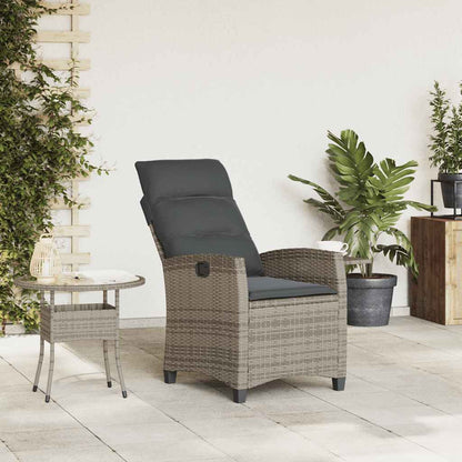 Verstelbare Tuinstoel Met Bijzettafel Poly Rattan 1 Grijs