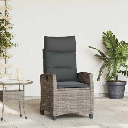 Verstelbare Tuinstoel Met Bijzettafel Poly Rattan 1 Grijs
