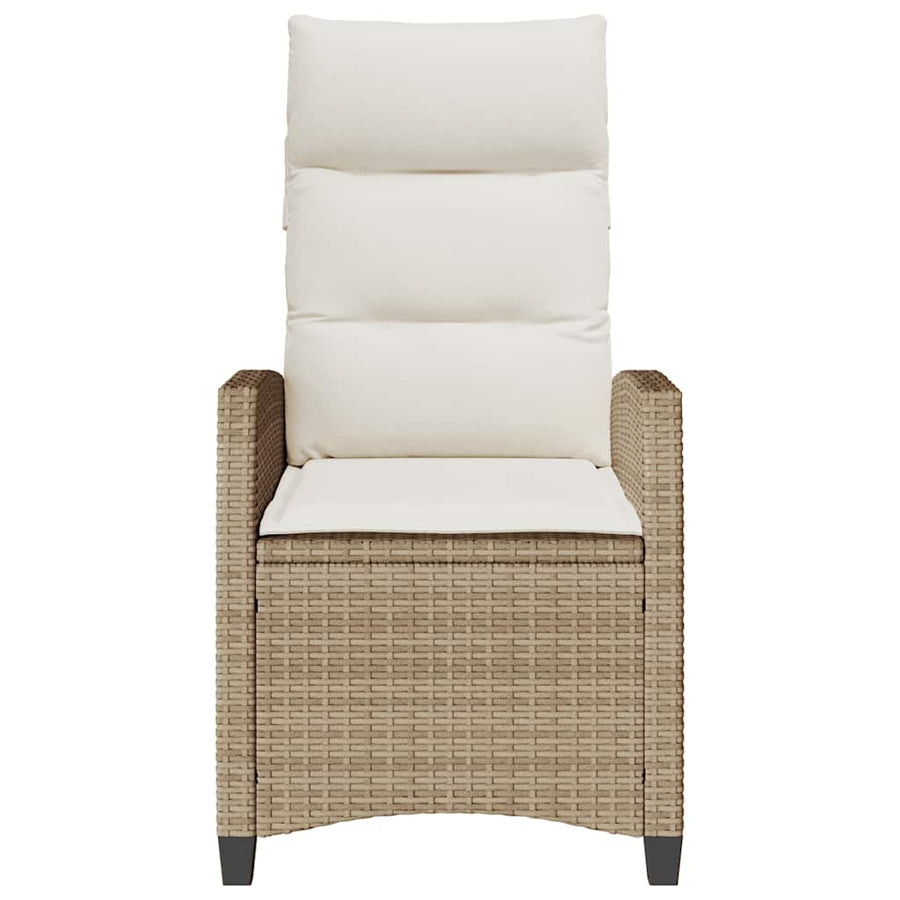 Verstelbare Tuinstoel Met Bijzettafel Poly Rattan 1 beige en crèmekleurig