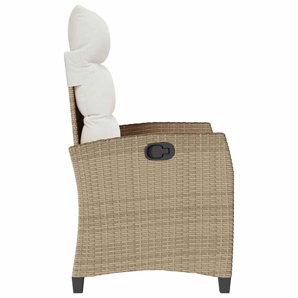 Verstelbare Tuinstoel Met Bijzettafel Poly Rattan 1 beige en crèmekleurig