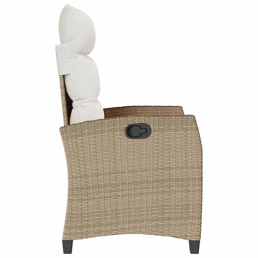 Verstelbare Tuinstoel Met Bijzettafel Poly Rattan 1 beige en crèmekleurig