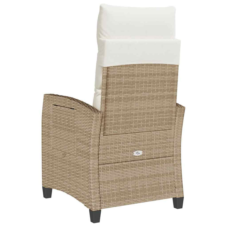 Verstelbare Tuinstoel Met Bijzettafel Poly Rattan 1 beige en crèmekleurig