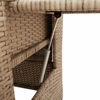 Verstelbare Tuinstoel Met Bijzettafel Poly Rattan 1 beige en crèmekleurig
