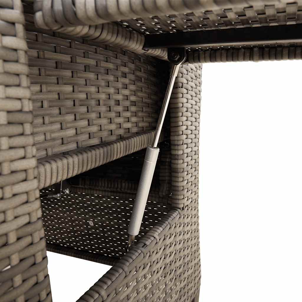 Verstelbare Tuinstoel Met Bijzettafel Poly Rattan 1 Grijs en blauw