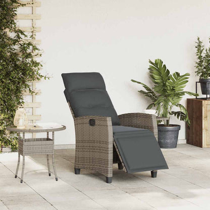 Verstelbare Tuinstoel Met Bijzettafel Poly Rattan 1 Grijs
