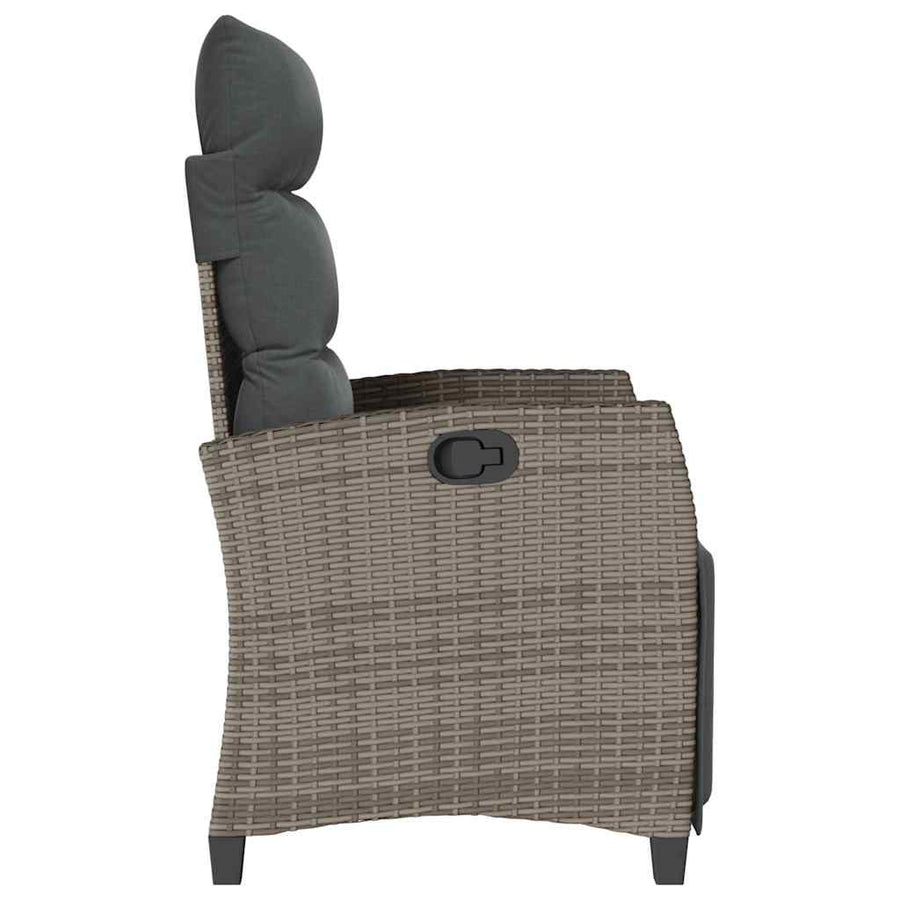 Verstelbare Tuinstoel Met Bijzettafel Poly Rattan 1 Grijs