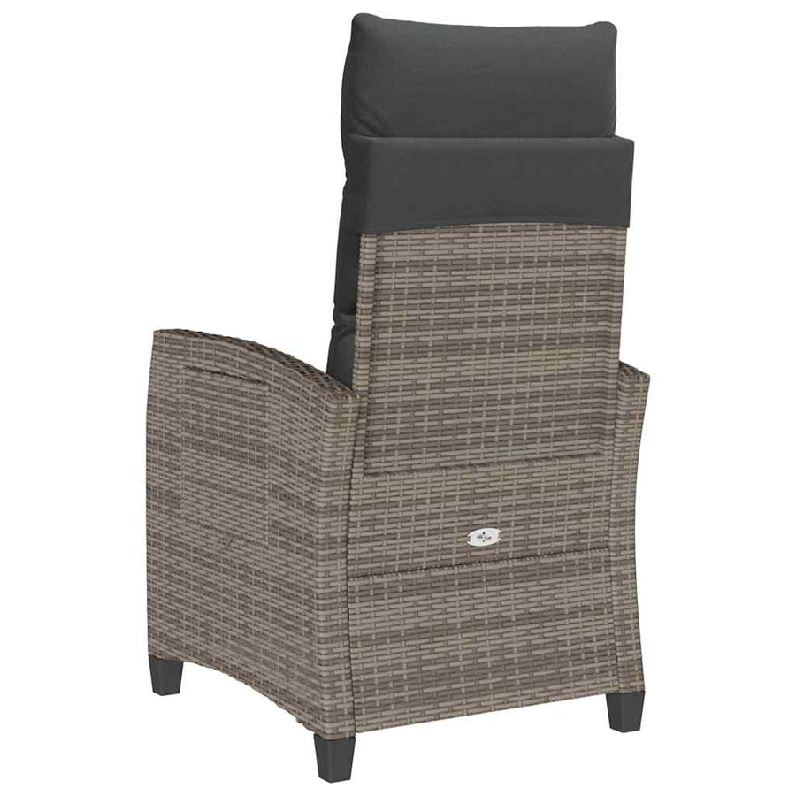 Verstelbare Tuinstoel Met Bijzettafel Poly Rattan 1 Grijs