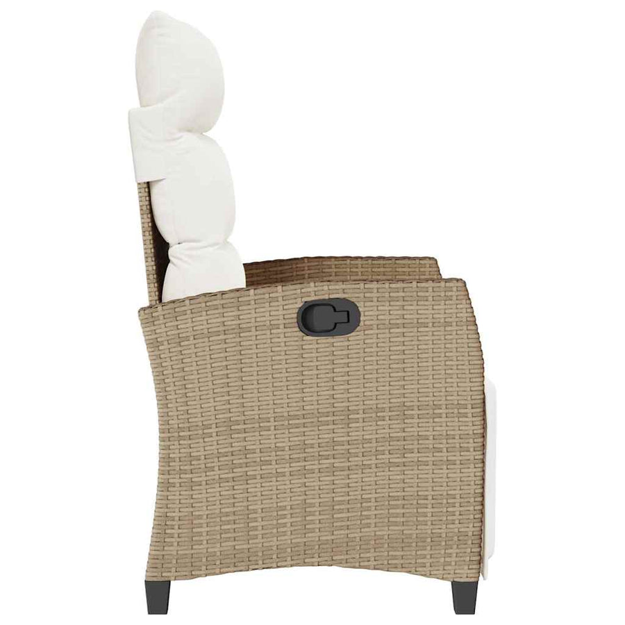 Verstelbare Tuinstoel Met Bijzettafel Poly Rattan 1 beige en crèmekleurig