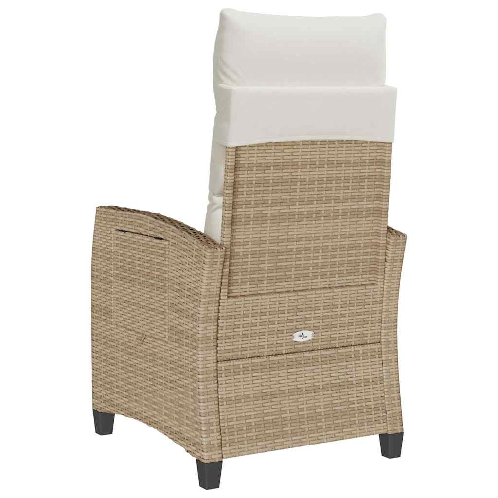 Verstelbare Tuinstoel Met Bijzettafel Poly Rattan 1 beige en crèmekleurig