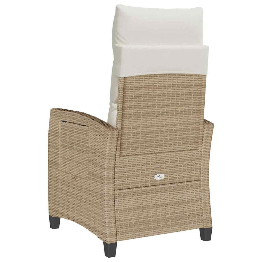 Verstelbare Tuinstoel Met Bijzettafel Poly Rattan 1 beige en crèmekleurig