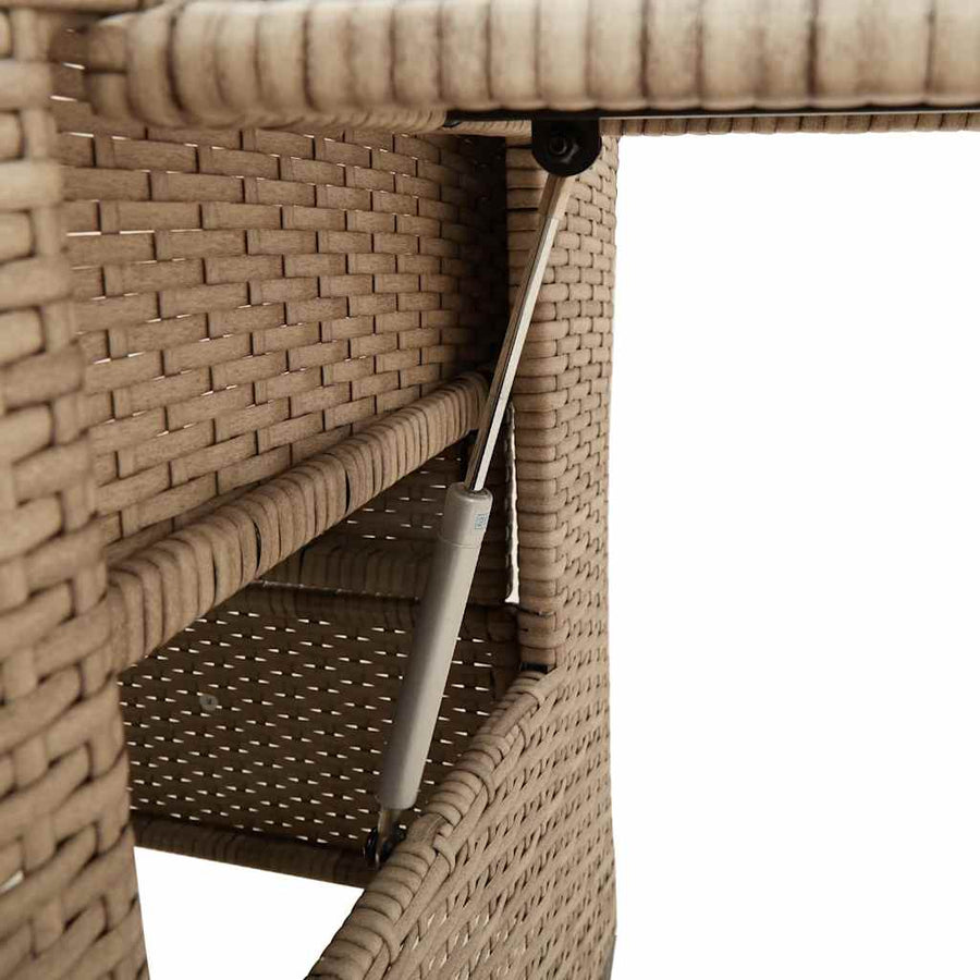 Verstelbare Tuinstoel Met Bijzettafel Poly Rattan 1 beige en crèmekleurig