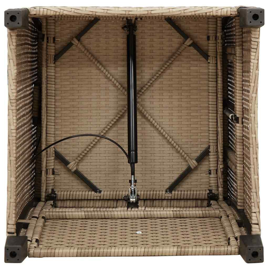 Verstelbare Tuinstoel Met Bijzettafel Poly Rattan 1 beige en crèmekleurig
