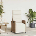 Tuinstoel verstelbaar poly rattan beige met bijzettafel