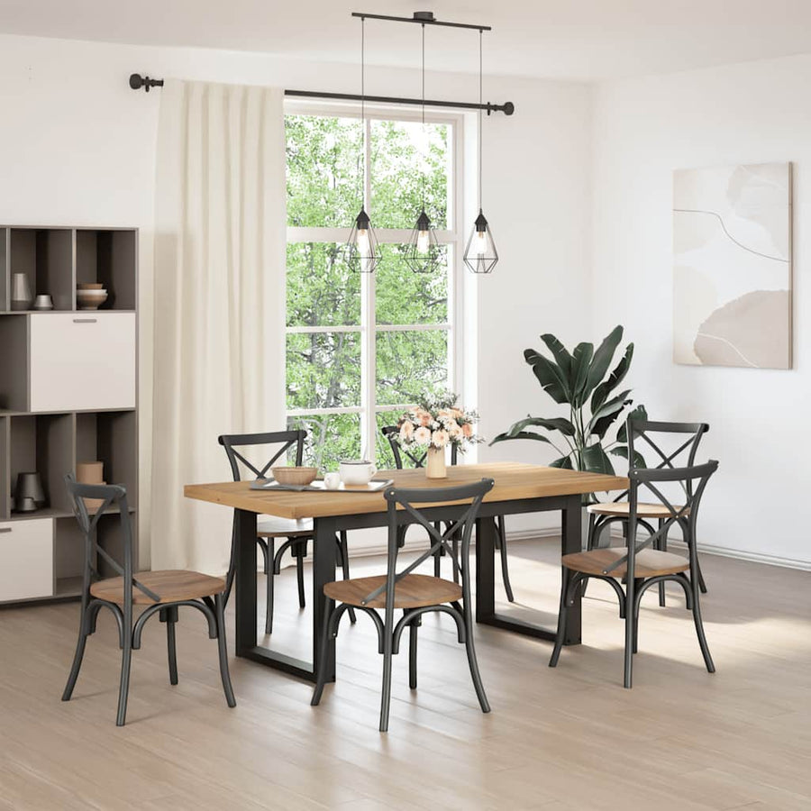 Eettafel NOAIN U-vormige poten 180x90x75 cm massief grenenhout