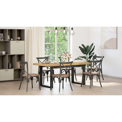 Eettafel NOAIN U-vormige poten 180x90x75 cm massief grenenhout