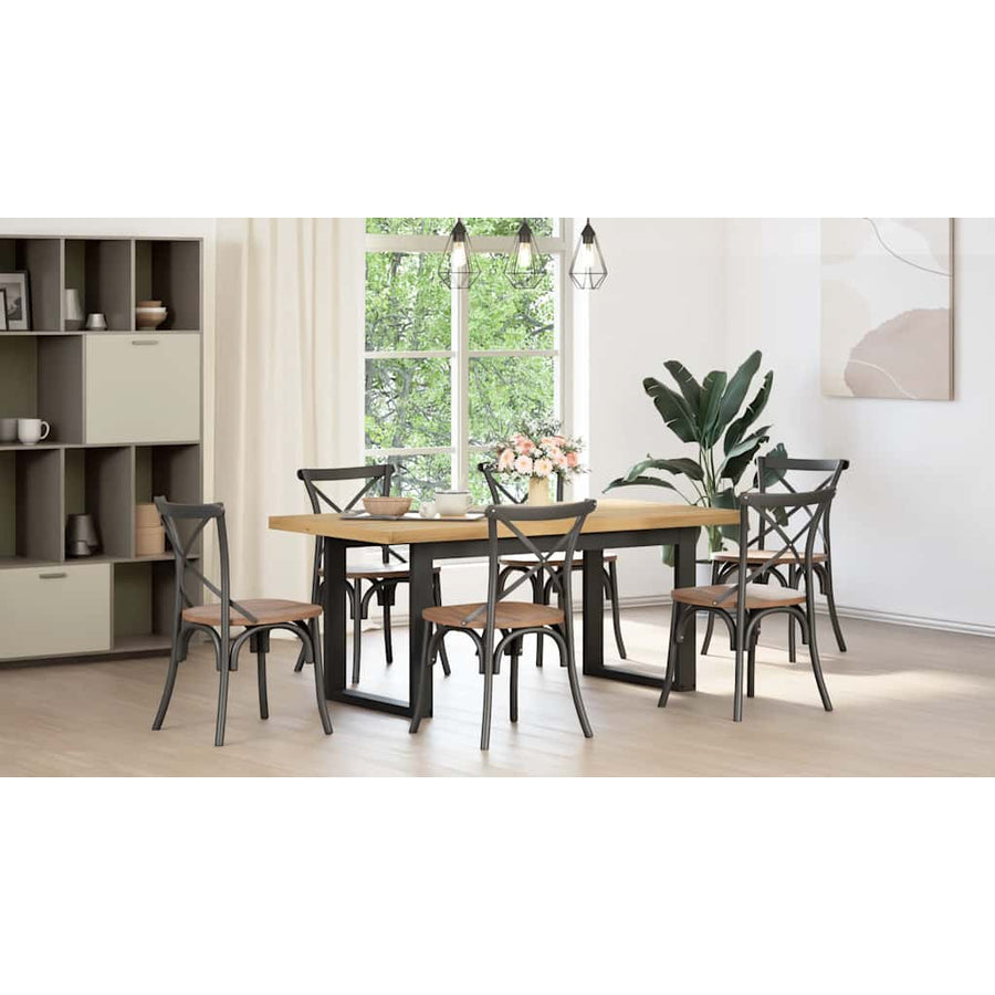 Eettafel NOAIN U-vormige poten 180x90x75 cm massief grenenhout